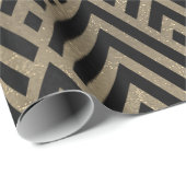 Art Deco Triangle Diamond Black Imitats Goldene Ge Geschenkpapier (Rolleneckpunkt)