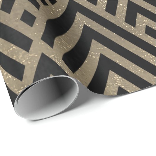Art Deco Triangle Diamond Black Imitats Goldene Ge Geschenkpapier (Rolleneckpunkt)