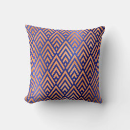 Art Déco Triangle Geometrie Warm Kupfer Cobalt Blu Kissen