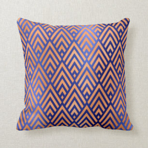 Art Déco Triangle Geometrie Warm Kupfer Cobalt Blu Kissen