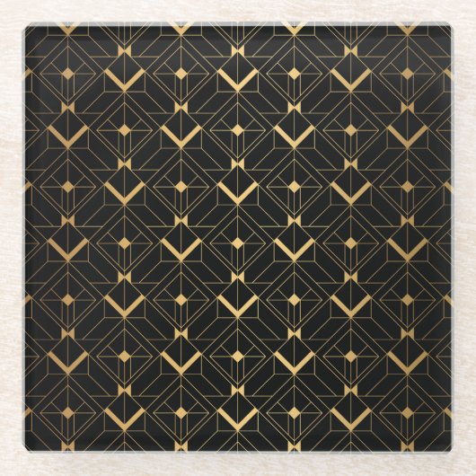 Art Deco Triangle: Luxuriöses Muster. Glasuntersetzer (Vorderseite)