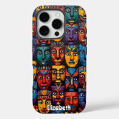 Art Deco Tribal Faces Case-Mate iPhone Hülle (Rückseite)
