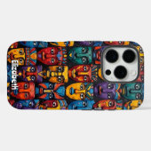 Art Deco Tribal Faces Case-Mate iPhone Hülle (Rückseite (Horizontal))