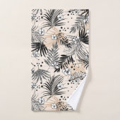 Art Deco Tropical Foliage und Blume Badhandtuch Set (Handtuch)