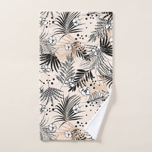Art Deco Tropical Foliage und Blume Badhandtuch Set (Handtuch)
