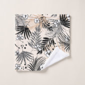 Art Deco Tropical Foliage und Blume Badhandtuch Set (Waschlappen)