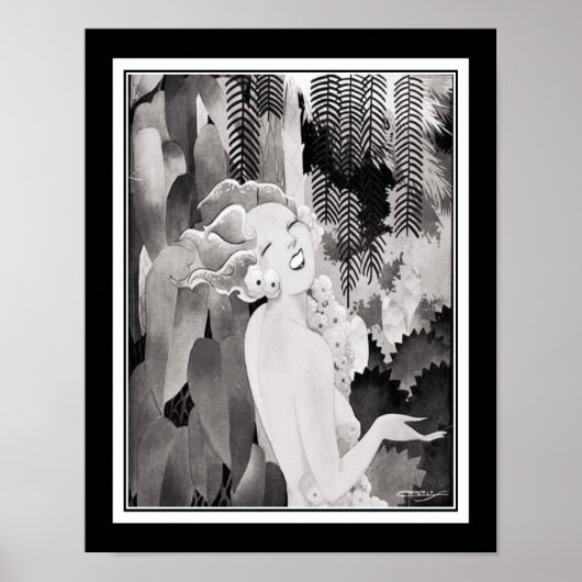 Art Deco Tropical Girl Poster (Vorne)