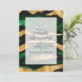 Art Deco Tropical Green und Gold Tiger Abschluss Einladung (Stehend Vorderseite)