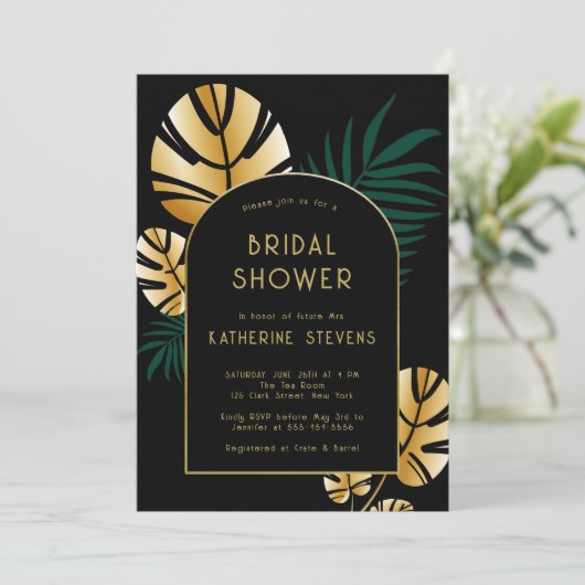 Art Deco Tropical Jungle Boho Frame Brautparty Einladung (Stehend Vorderseite)