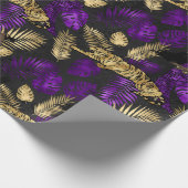 Art Deco Tropical Lila und Gold Tiger Geschenkpapier (Ecke)