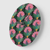 Art Deco Tropical Toucans & Pineapes Große Wanduhr (Winkel)