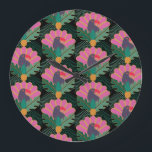 Art Deco Tropical Toucans & Pineapes Große Wanduhr<br><div class="desc">Behalt Zeit im tropischen Stil mit dieser exotischen Toucan und Ananas gemusterte Uhr - ideal für helle,  kühne Innenräume.</div>