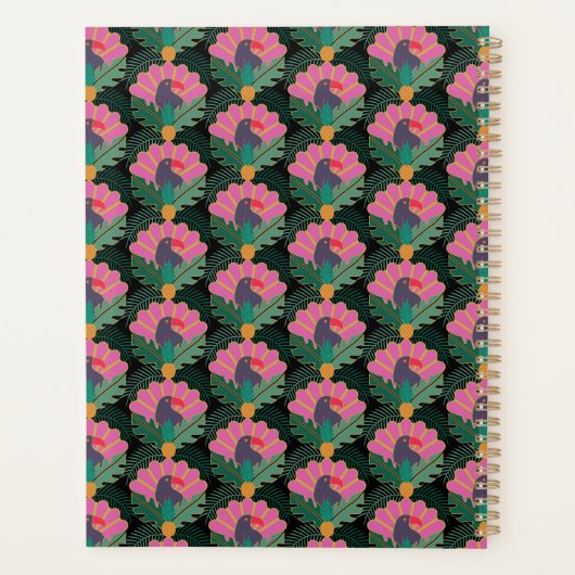 Art Deco Tropical Toucans & Pineapes Planer (Rückseite)