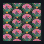 Art Deco Tropical Toucans & Pineapes Quadratische Wanduhr<br><div class="desc">Behalt Zeit im tropischen Stil mit dieser exotischen Toucan und Ananas gemusterte Uhr - ideal für helle,  kühne Innenräume.</div>