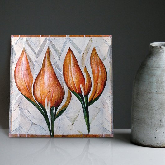 Art Deco Tulip Floral Wall Decor Art Nouveau Ceram Fliese