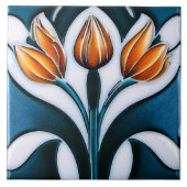 Art Deco Tulip Floral Wall Decor Art Nouveau Fliese (Vorderseite)