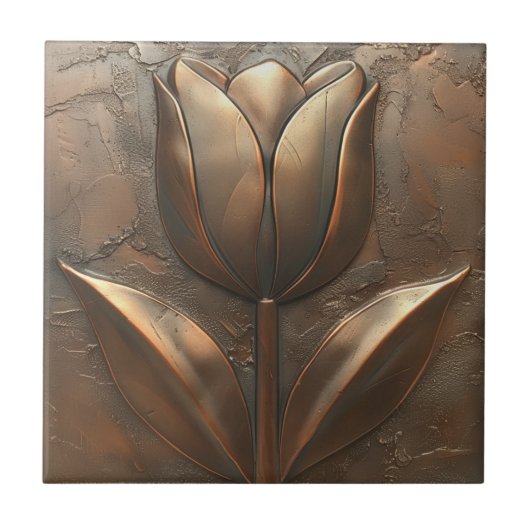 Art Deco Tulip Kupferstein Effekt Fliese (Vorderseite)
