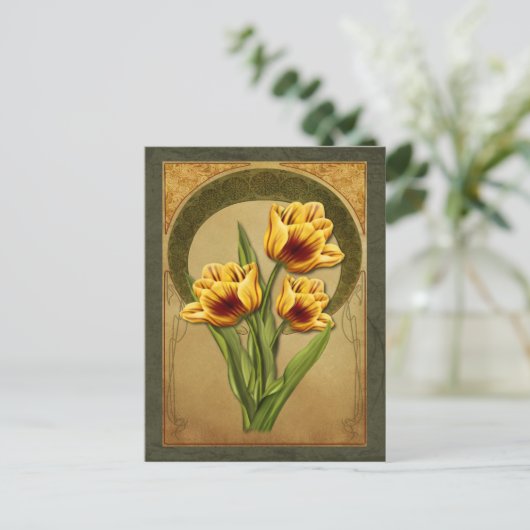 Art Deco Tulips Postkarte (Stehend Vorderseite)