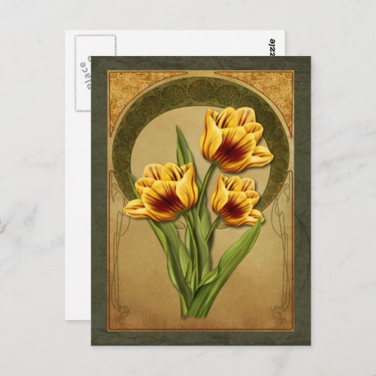 Art Deco Tulips Postkarte (Vorne/Hinten)