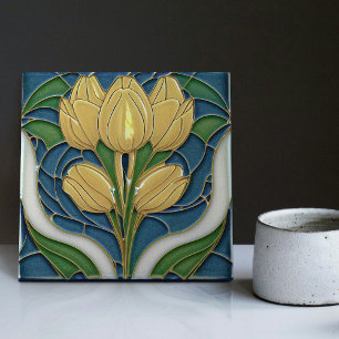 Art Deco Tulpen Wanddekoration Art Nouveau Fliese