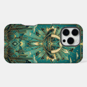 Art Deco Türkis & Gold iPhone 16 Pro Max Hülle (Rückseite (Horizontal))