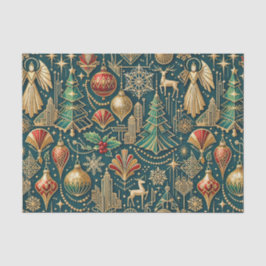 Art Deco Türkis Gold Weihnachtsschmuck Illustratio Seidenpapier