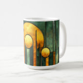 Art Deco Türkis Green Gold Sun Kaffeetasse (VorderseiteRechts)