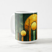 Art Deco Türkis Green Gold Sun Kaffeetasse (Vorderseite Links)