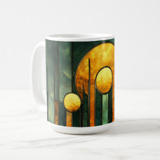 Art Deco Türkis Green Gold Sun Kaffeetasse