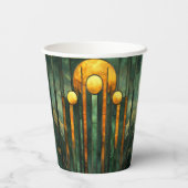 Art Deco Türkis Green Gold Sun Pappbecher (Rückseite)