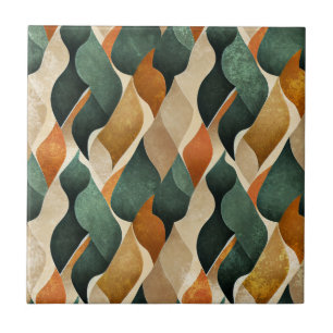 Art Deco Türkis- und Gold-Geometrie-Muster (4) Fliese