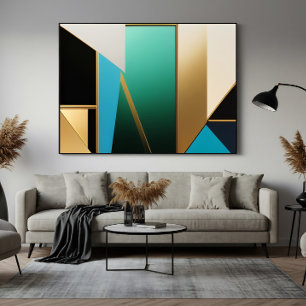 Art Deco Türkis und Gold geometrisches Abstrakt Poster