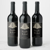 Art-Deco-Turm Ray in Schwarz und Elfenbeinküste We Weinetikett (Flaschen)