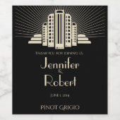 Art-Deco-Turm Ray in Schwarz und Elfenbeinküste We Weinetikett (Einzelnes Label)