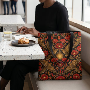 Art Deco Turmfalken & Mohnblumen Persönlich & Au Tasche