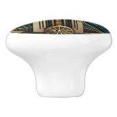 Art Deco Turquoise Gold & Black Geometric Keramikknauf (Seitenansicht)