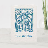 Art Deco Turquoise Tulips Save the Date Karte (Vorderseite)