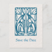Art Deco Turquoise Tulips Save the Date Postkarte (Vorderseite)