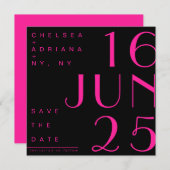 Art Deco Typografie Black Pink Save the Date Einladung (Vorne/Hinten)