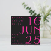 Art Deco Typografie Black Pink Save the Date Einladung (Stehend Vorderseite)