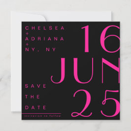 Art Deco Typografie Black Pink Save the Date Einladung