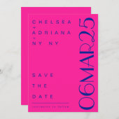 Art Deco Typografie Moderne rosa Blau Save The Date (Vorne/Hinten)
