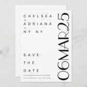Art Deco Typografie Moderne Schwarz-weiß Save The Date (Vorne/Hinten)