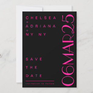 Art Deco Typografie Rosa Schwarze Hochzeit Save The Date