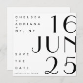 Art Deco Typografie Save the Date Schwarz-weiß Einladung (Vorne/Hinten)