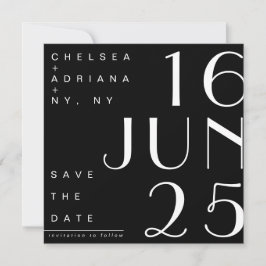 Art Deco Typografie Save the Date Schwarz-weiß Einladung