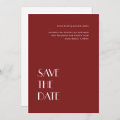 Art Deco Typografie Vermilion Red Wedding Save The Date (Vorne/Hinten)