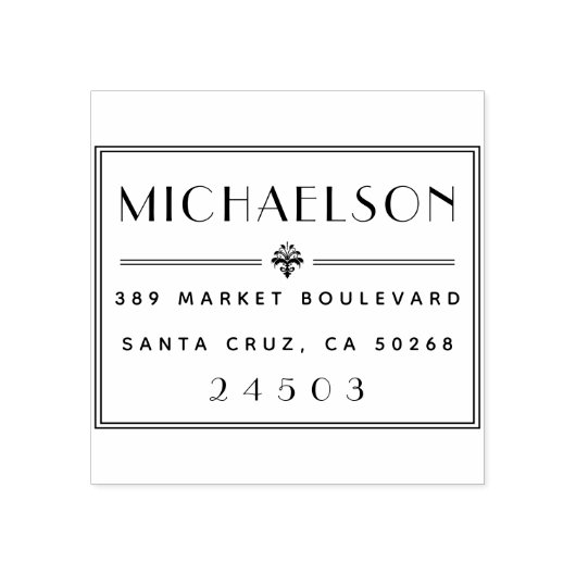 Art Deco Typografy Family Name Rücksendeadresse Gummistempel (Prägung)