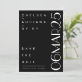 Art Deco Typografy Schwarz-weiß Wedding Save The Date (Stehend Vorderseite)