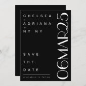 Art Deco Typografy Schwarz-weiß Wedding Save The Date (Vorne/Hinten)